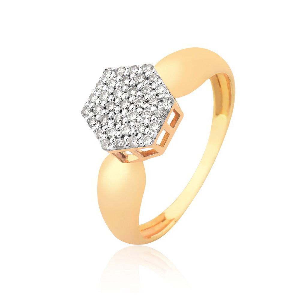 Anel Favo em Ouro Amarelo e Diamantes