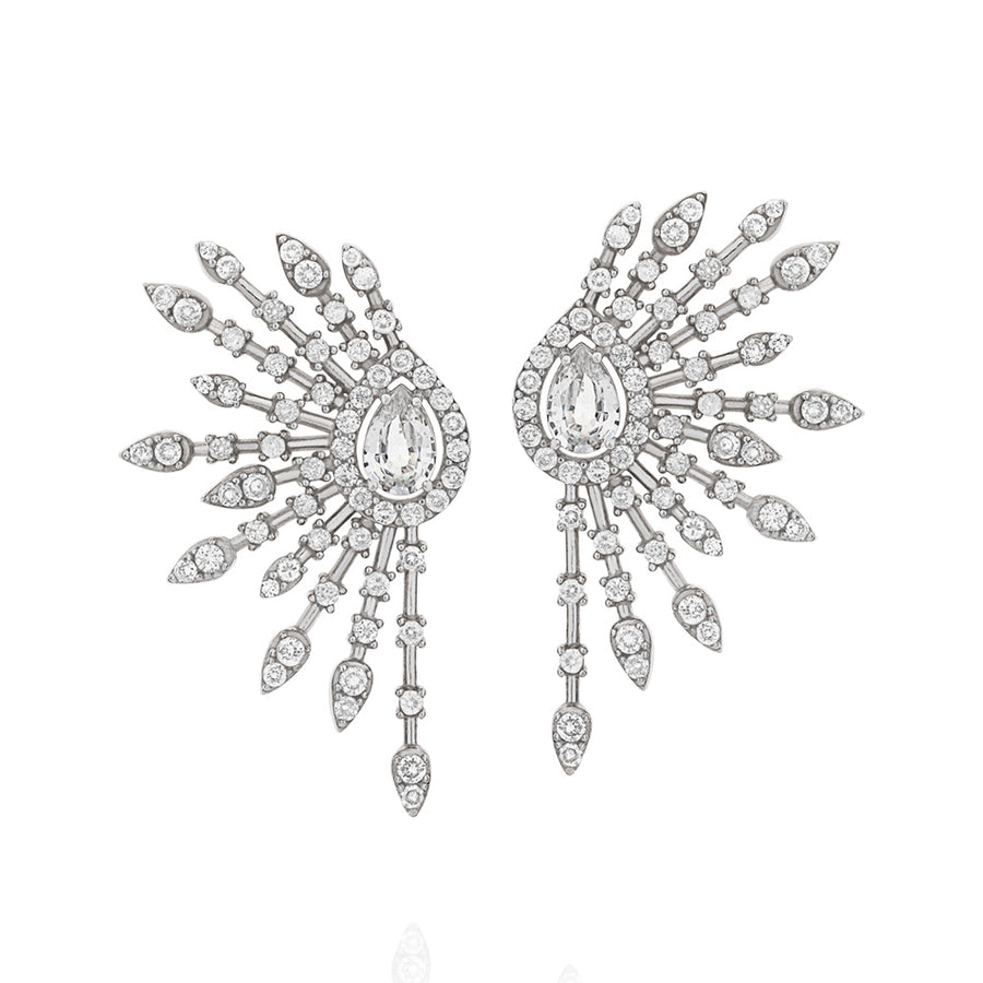 Brinco em Ouro Branco com Safira e Diamantes - Illuminato