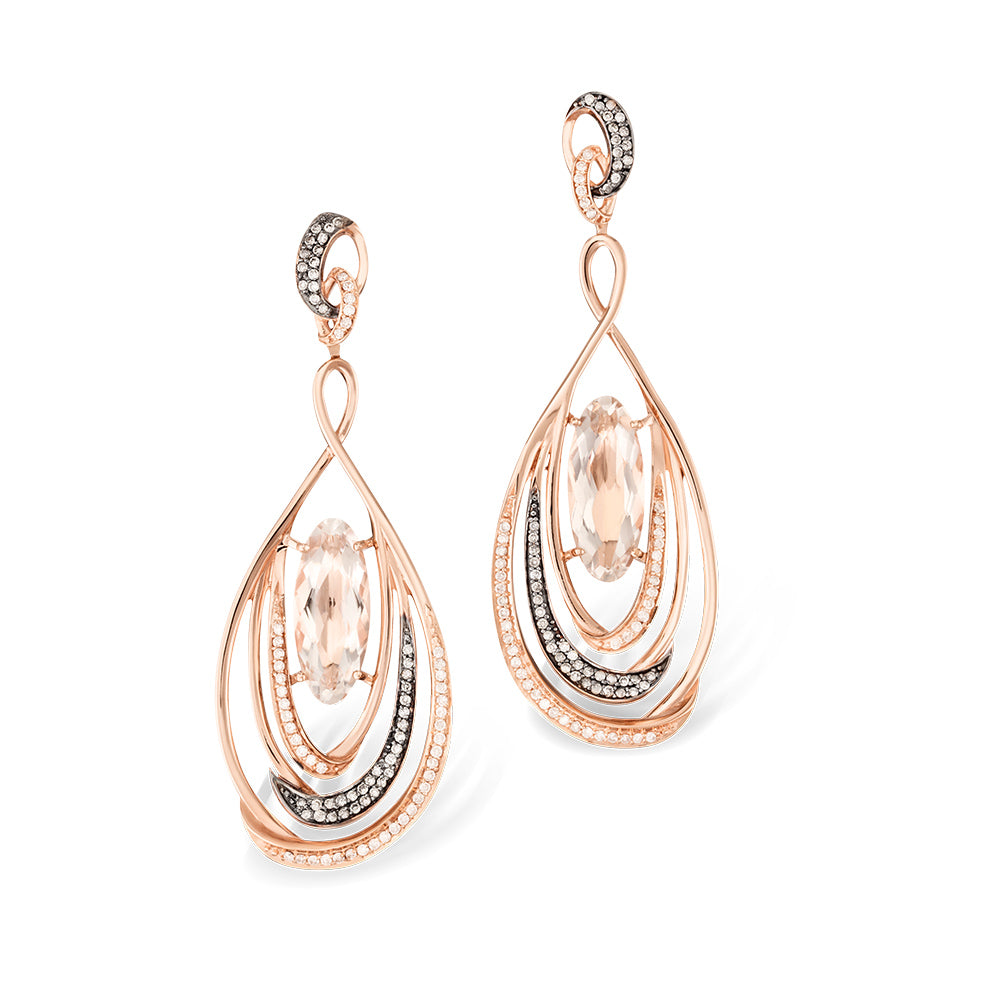 Brinco em Ouro Rosé com Diamantes e Cristal - Coleção Mahal