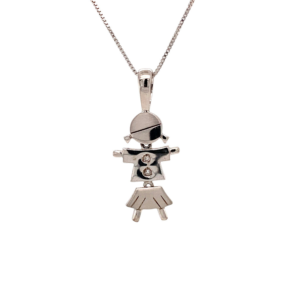 Pingente Boy & Girl em Ouro Branco com Diamantes